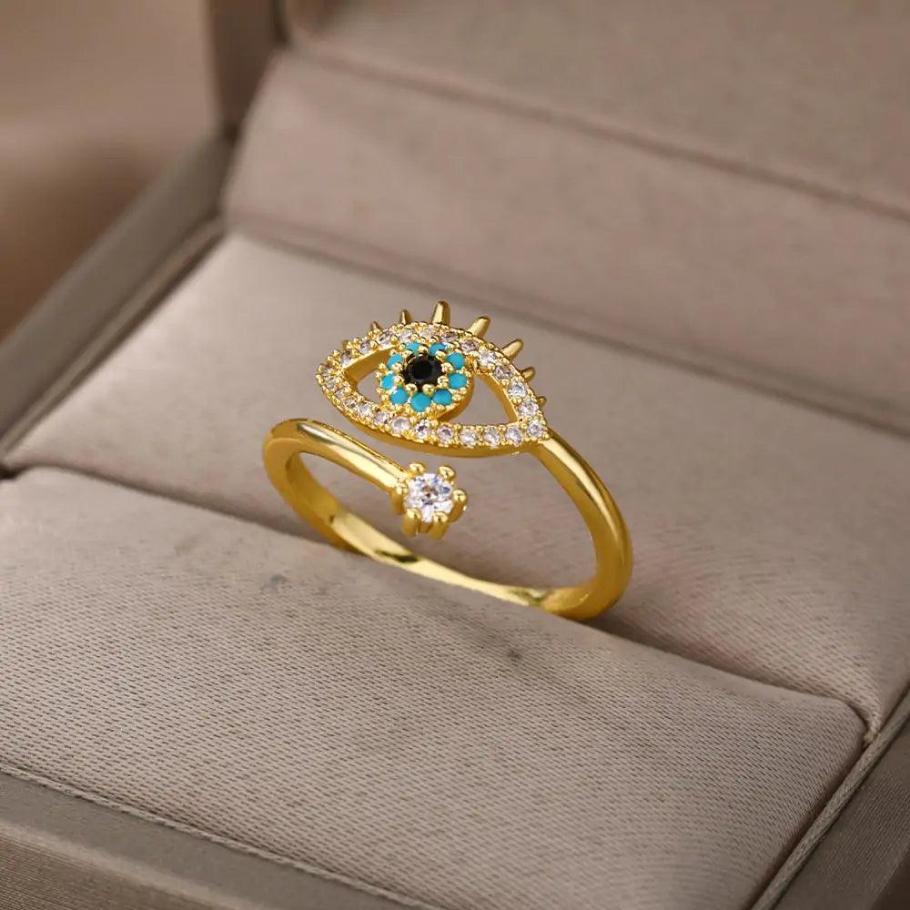 Turkish Blue Evil Eye Rings - Shoply