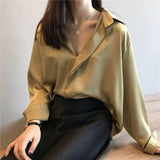 Chic V-Neck Silk Blouse - Shoply