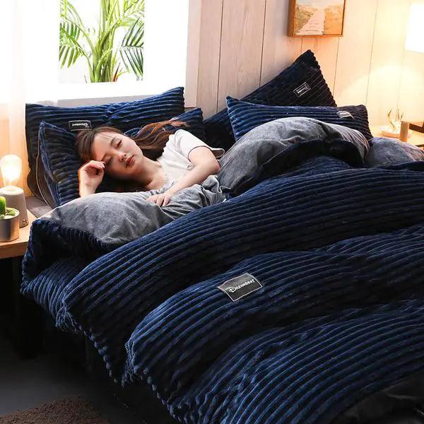 Corduroy Velvet Duvet Bedding Set - Shoply