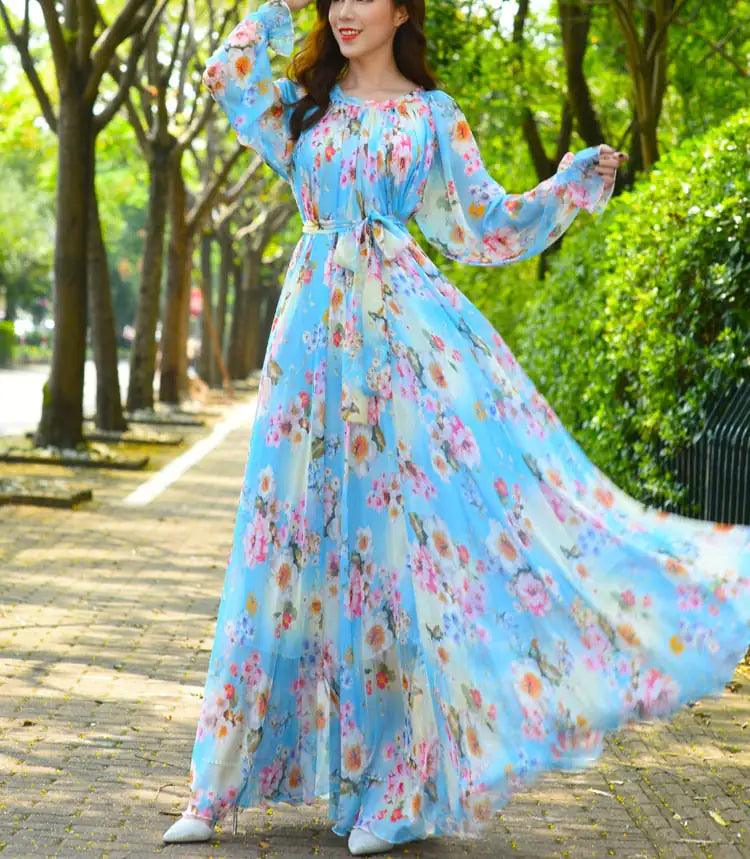 Maxi Dress Floral Printed - Shoply