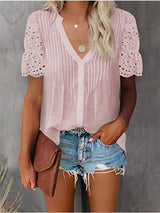 Shirt with Lace and V-neck Emily - Shoply