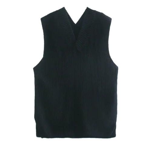 V-neck Knitted Sleeveless Vest - Shoply