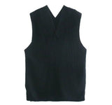 V-neck Knitted Sleeveless Vest - Shoply