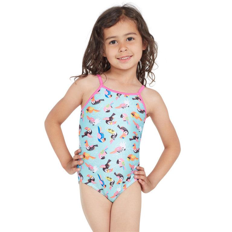 Zoggs Girls Chirpee Yaroomba Floral One Piece Swimsuit - Shoply