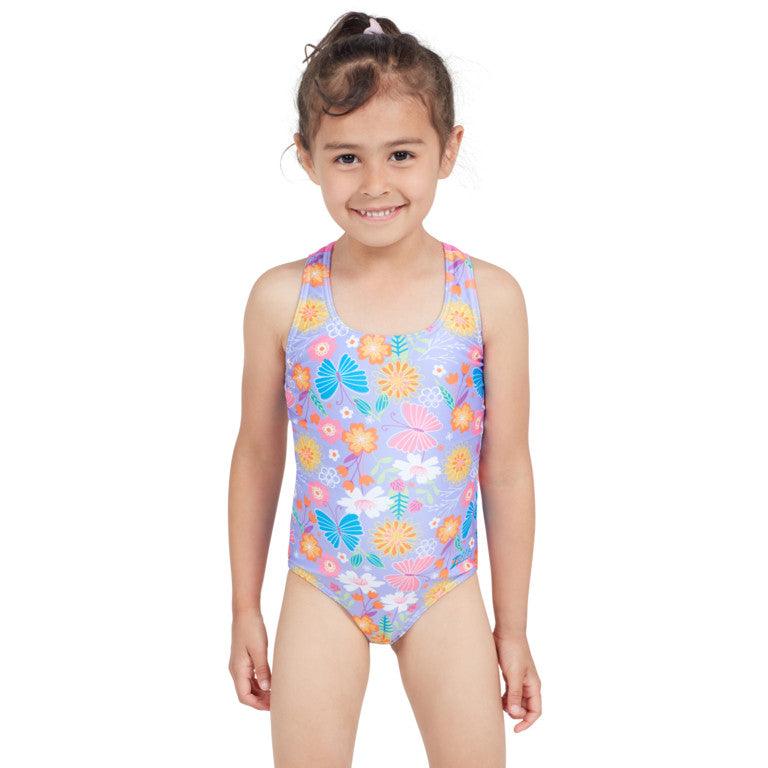 Zoggs Girls Sizzle Print Actionback One Piece Swimsuit - Shoply