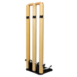 GM Spring Cricket Stumps Set of 3 Stumps & 2 Bails (With Iron Base) - Mill Sports 